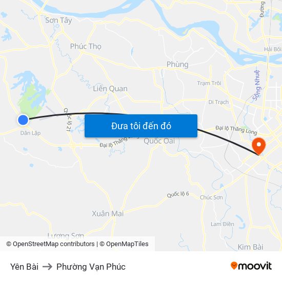 Yên Bài to Phường Vạn Phúc map