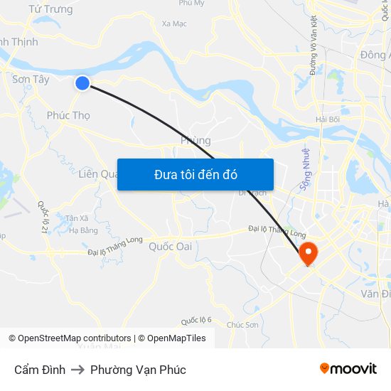 Cẩm Đình to Phường Vạn Phúc map