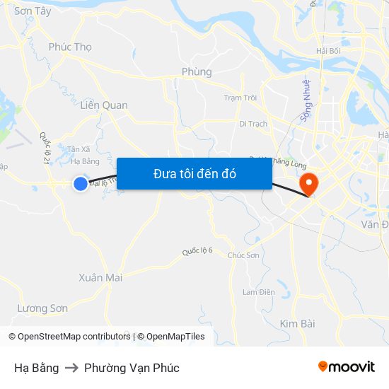 Hạ Bằng to Phường Vạn Phúc map