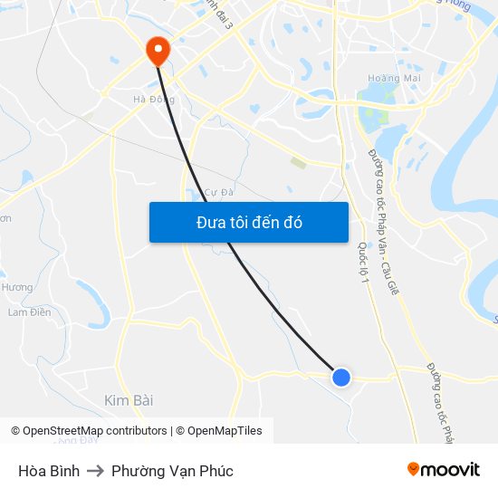 Hòa Bình to Phường Vạn Phúc map