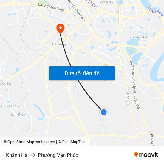 Khánh Hà to Phường Vạn Phúc map