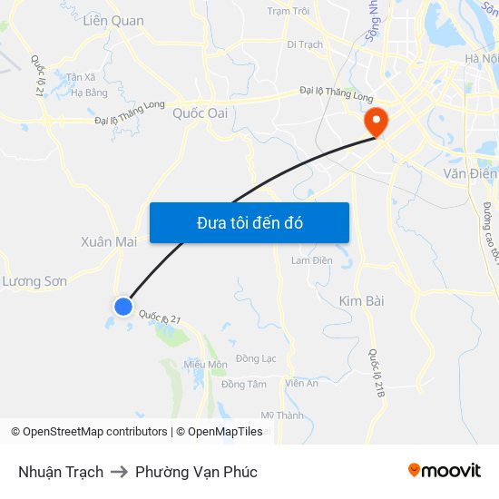 Nhuận Trạch to Phường Vạn Phúc map