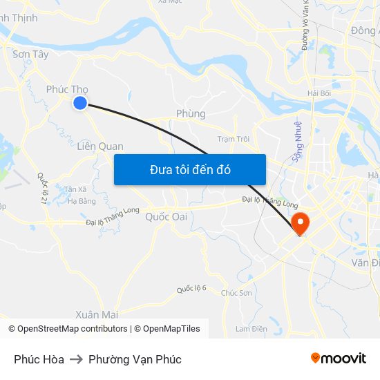 Phúc Hòa to Phường Vạn Phúc map