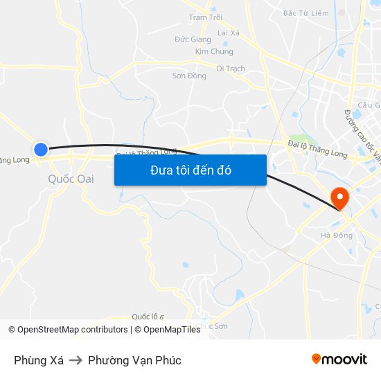 Phùng Xá to Phường Vạn Phúc map