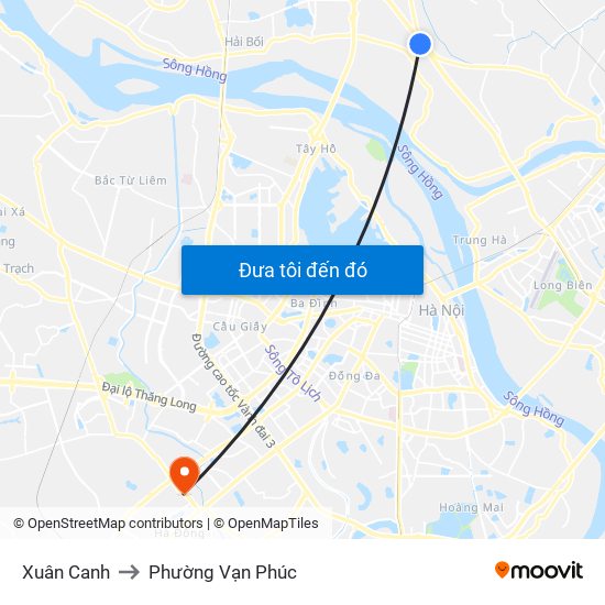 Xuân Canh to Phường Vạn Phúc map