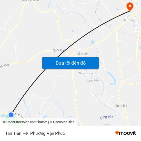 Tân Tiến to Phường Vạn Phúc map