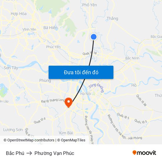 Bắc Phú to Phường Vạn Phúc map