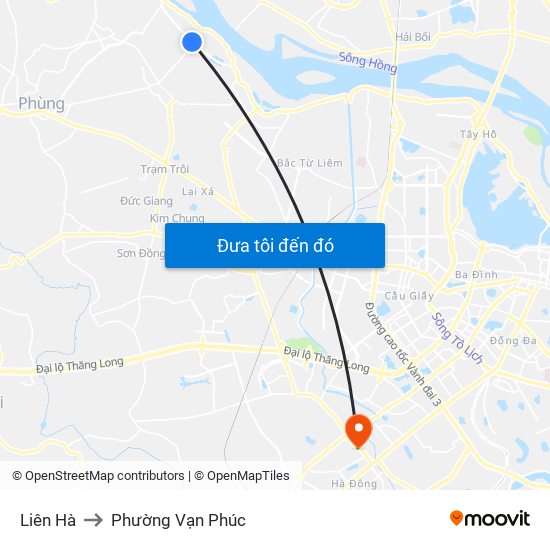 Liên Hà to Phường Vạn Phúc map