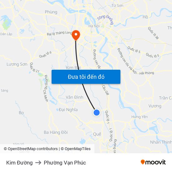 Kim Đường to Phường Vạn Phúc map