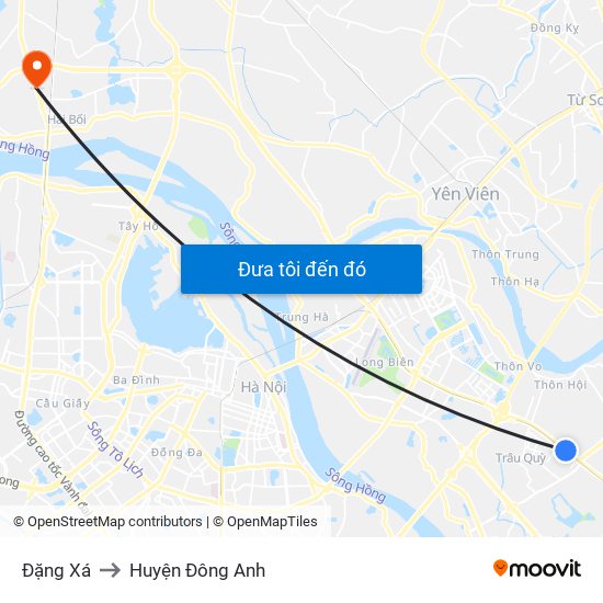 Đặng Xá to Huyện Đông Anh map