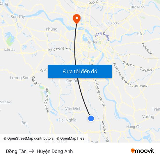 Đồng Tân to Huyện Đông Anh map