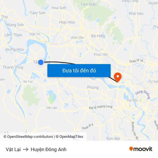 Vật Lại to Huyện Đông Anh map