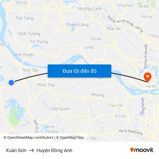 Xuân Sơn to Huyện Đông Anh map