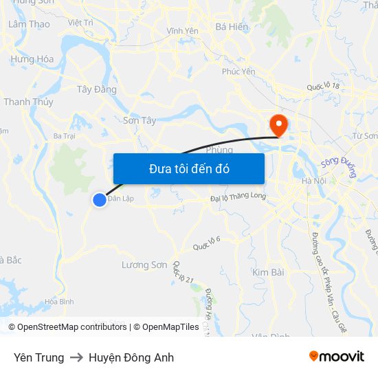 Yên Trung to Huyện Đông Anh map