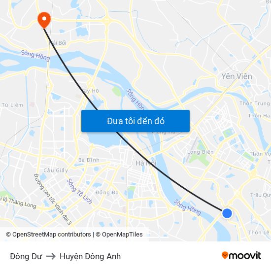 Đông Dư to Huyện Đông Anh map