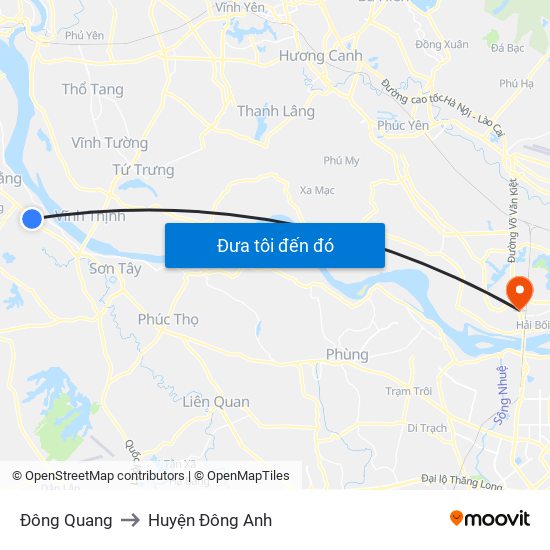 Đông Quang to Huyện Đông Anh map