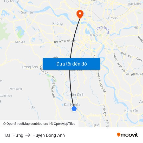 Đại Hưng to Huyện Đông Anh map