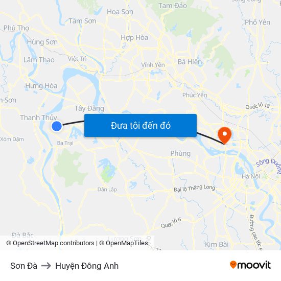 Sơn Đà to Huyện Đông Anh map