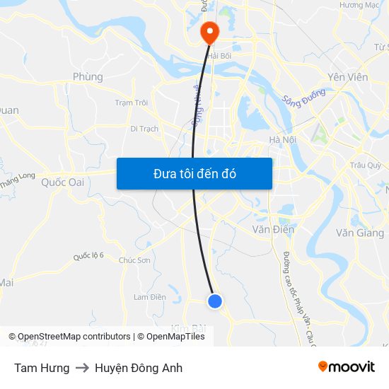 Tam Hưng to Huyện Đông Anh map