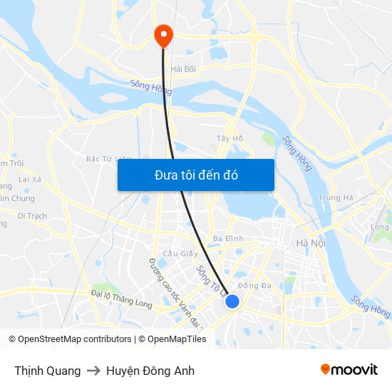 Thịnh Quang to Huyện Đông Anh map