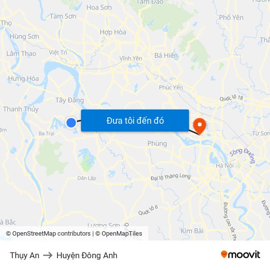 Thụy An to Huyện Đông Anh map