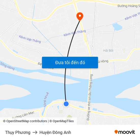 Thụy Phương to Huyện Đông Anh map