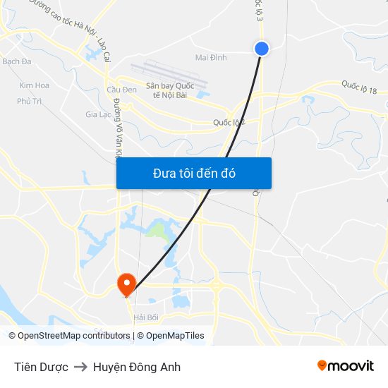 Tiên Dược to Huyện Đông Anh map