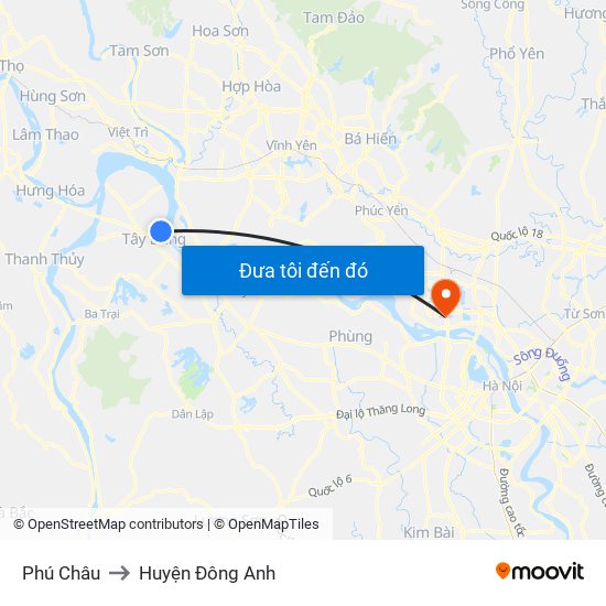 Phú Châu to Huyện Đông Anh map