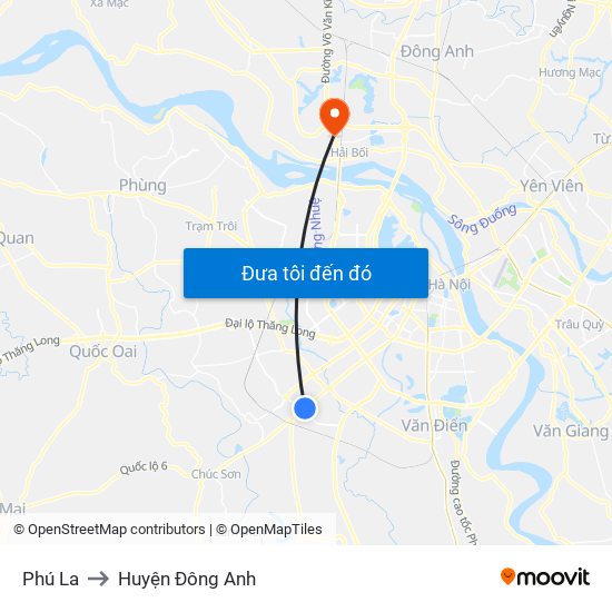 Phú La to Huyện Đông Anh map