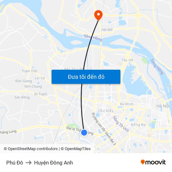 Phú Đô to Huyện Đông Anh map