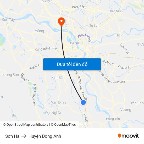 Sơn Hà to Huyện Đông Anh map