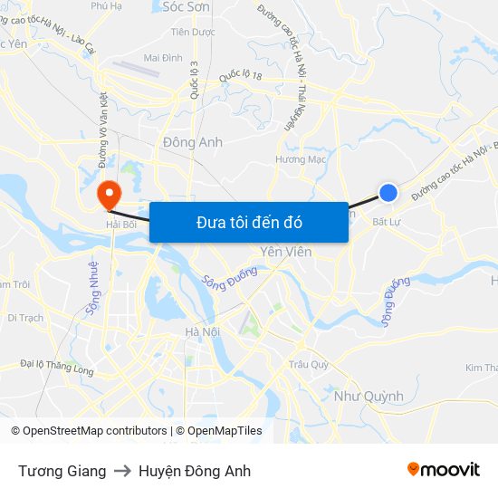 Tương Giang to Huyện Đông Anh map