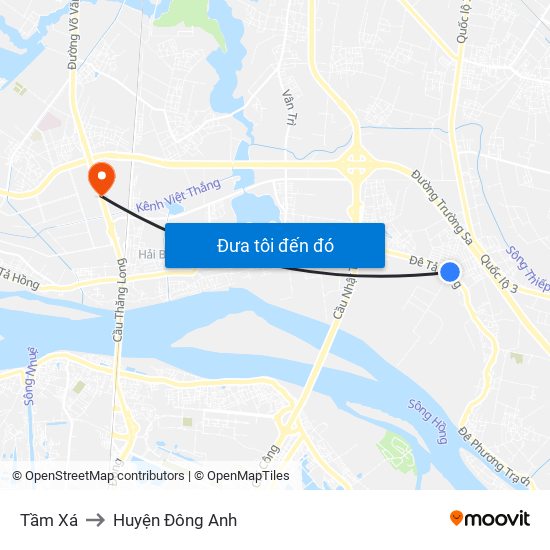 Tầm Xá to Huyện Đông Anh map