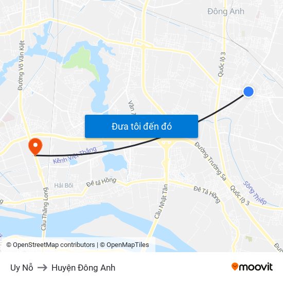 Uy Nỗ to Huyện Đông Anh map