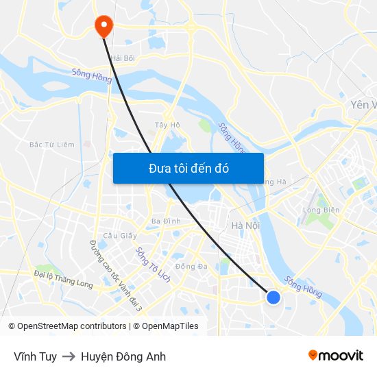 Vĩnh Tuy to Huyện Đông Anh map