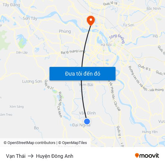 Vạn Thái to Huyện Đông Anh map