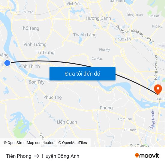 Tiên Phong to Huyện Đông Anh map