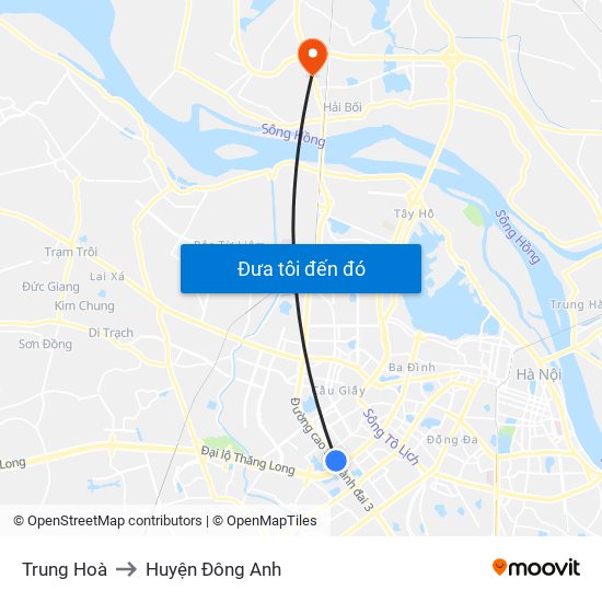 Trung Hoà to Huyện Đông Anh map