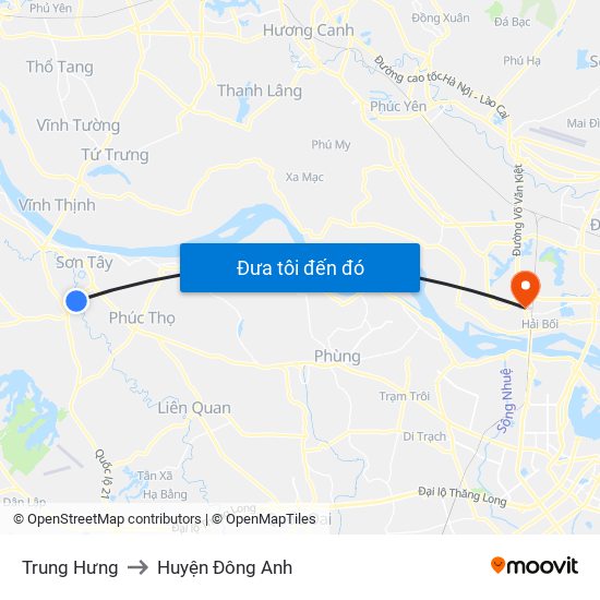 Trung Hưng to Huyện Đông Anh map