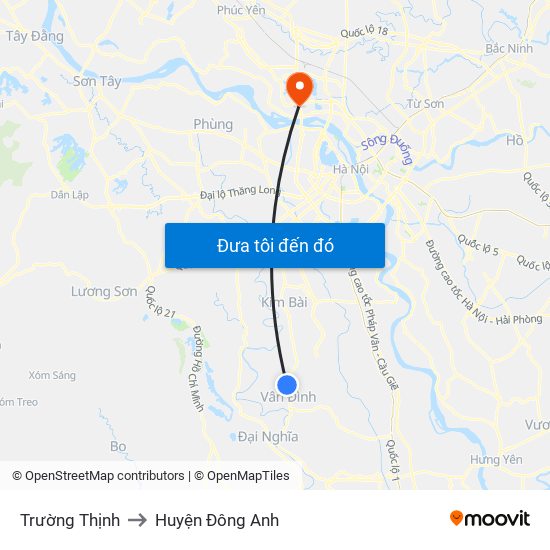 Trường Thịnh to Huyện Đông Anh map