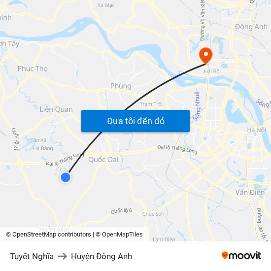 Tuyết Nghĩa to Huyện Đông Anh map