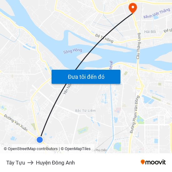 Tây Tựu to Huyện Đông Anh map