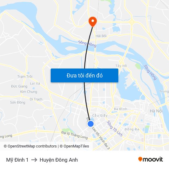 Mỹ Đình 1 to Huyện Đông Anh map