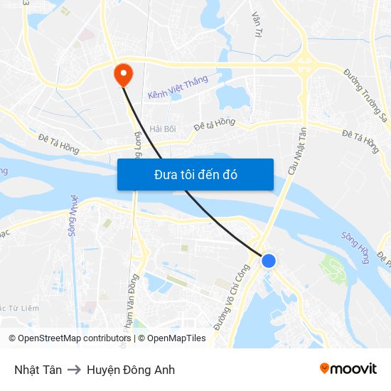 Nhật Tân to Huyện Đông Anh map