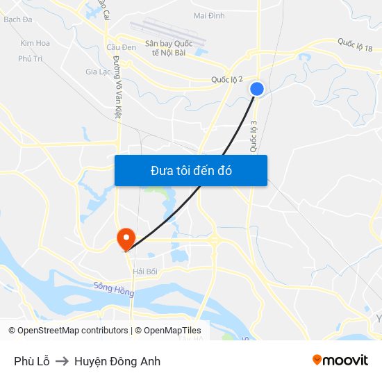 Phù Lỗ to Huyện Đông Anh map