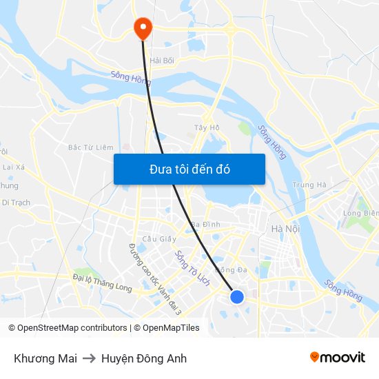 Khương Mai to Huyện Đông Anh map