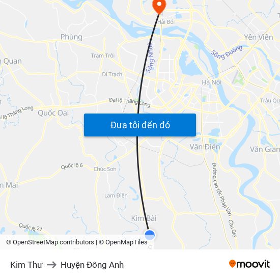 Kim Thư to Huyện Đông Anh map