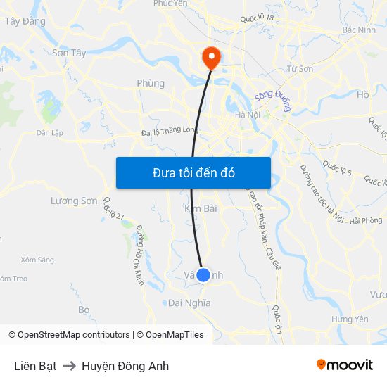 Liên Bạt to Huyện Đông Anh map