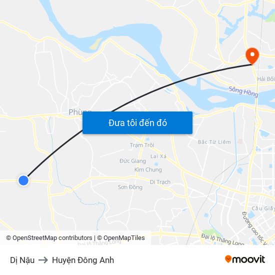 Dị Nậu to Huyện Đông Anh map