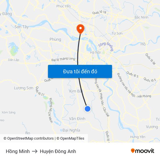 Hồng Minh to Huyện Đông Anh map